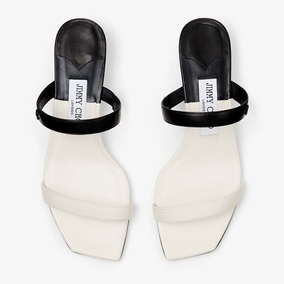 Jimmy Choo Kyda 35 Black and Latte Nappa Leather Sandals - Picture 3 of 8